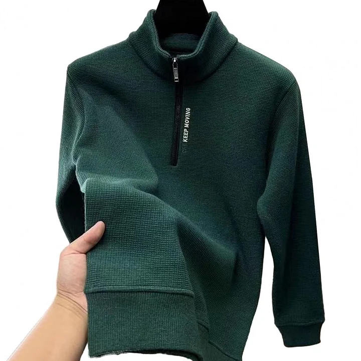 Relenzo - Men's autumn and winter stand collar zip-up knitted sweatshirt