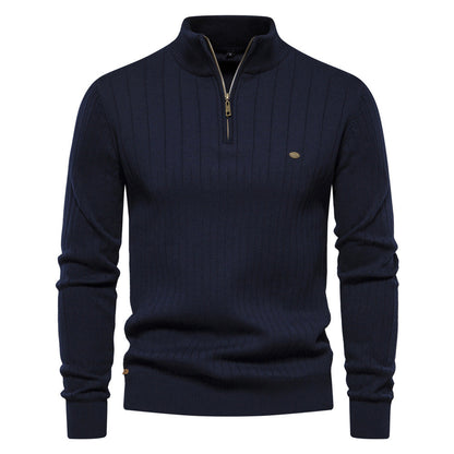 Relenzo - Men's Stand Collar Half Zip Sweater