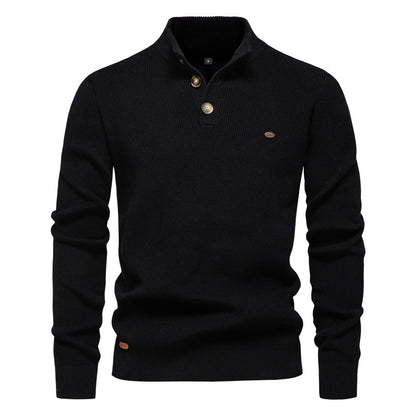 Relenzo - Cotton stand collar business casual sweater