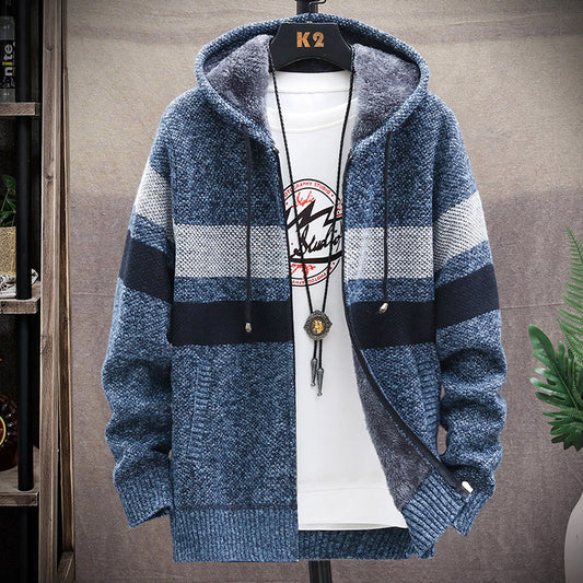 Relenzo - Men's Autumn and Winter Striped Hoodie