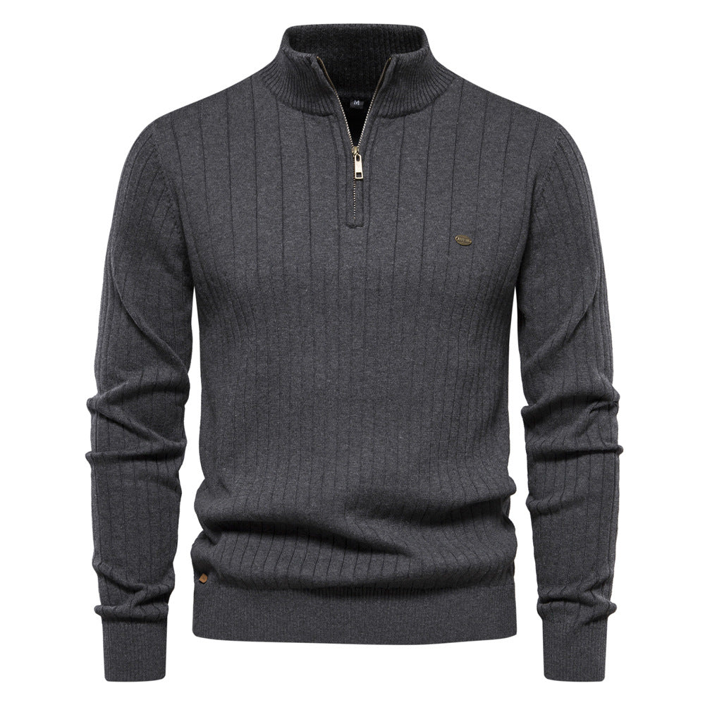 Relenzo - Men's Stand Collar Half Zip Sweater