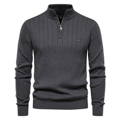 Relenzo - Men's Stand Collar Half Zip Sweater