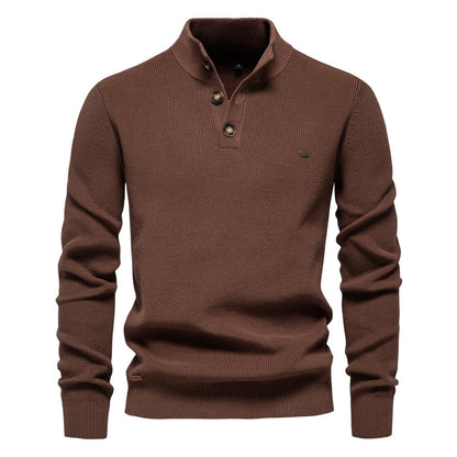 Relenzo - Cotton stand collar business casual sweater