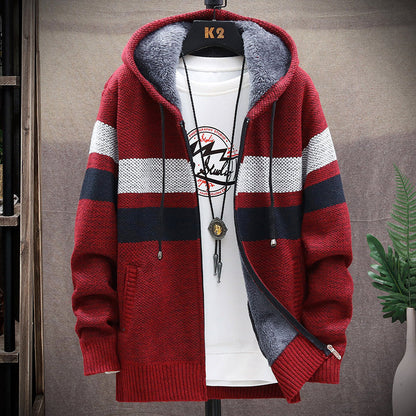 Relenzo - Men's Autumn and Winter Striped Hoodie