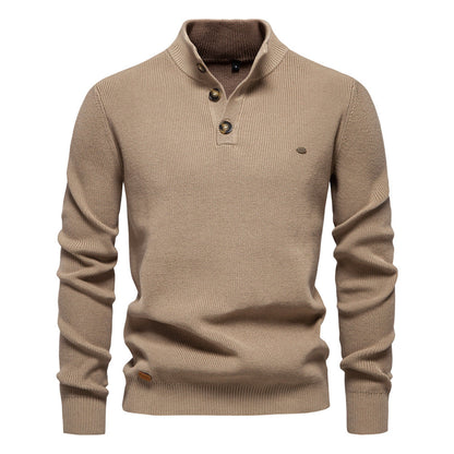 Relenzo - Cotton stand collar business casual sweater