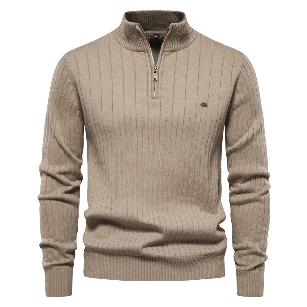 Relenzo - Men's Stand Collar Half Zip Sweater