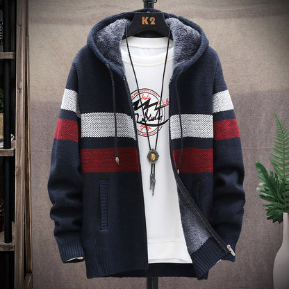 Relenzo - Men's Autumn and Winter Striped Hoodie