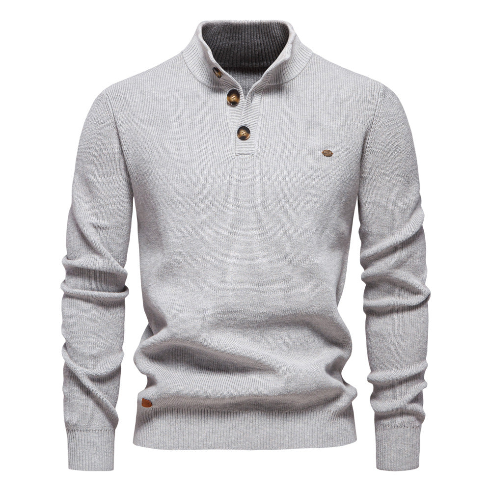 Relenzo - Cotton stand collar business casual sweater