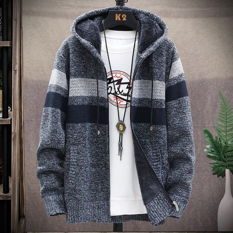 Relenzo - Men's Autumn and Winter Striped Hoodie