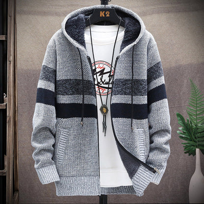 Relenzo - Men's Autumn and Winter Striped Hoodie