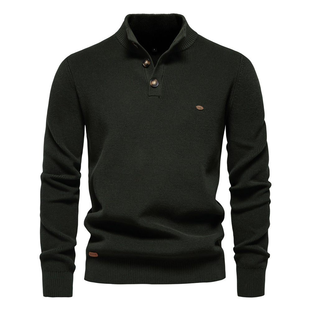 Relenzo - Cotton stand collar business casual sweater