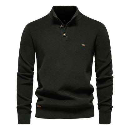 Relenzo - Cotton stand collar business casual sweater