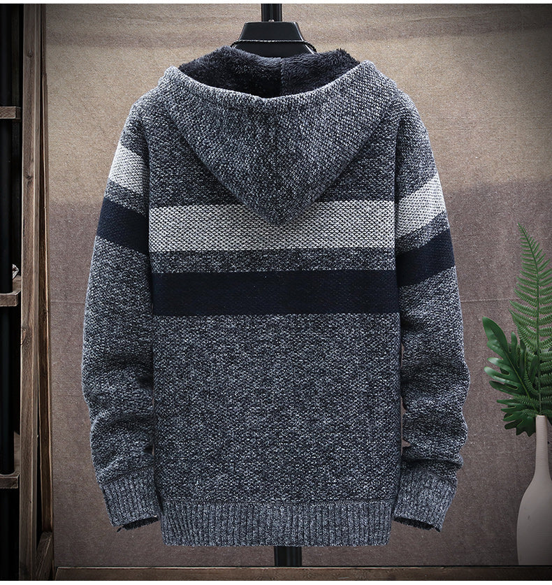 Relenzo - Men's Autumn and Winter Striped Hoodie