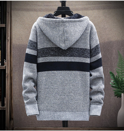 Relenzo - Men's Autumn and Winter Striped Hoodie